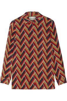 Printed silk and wool-blend shirt